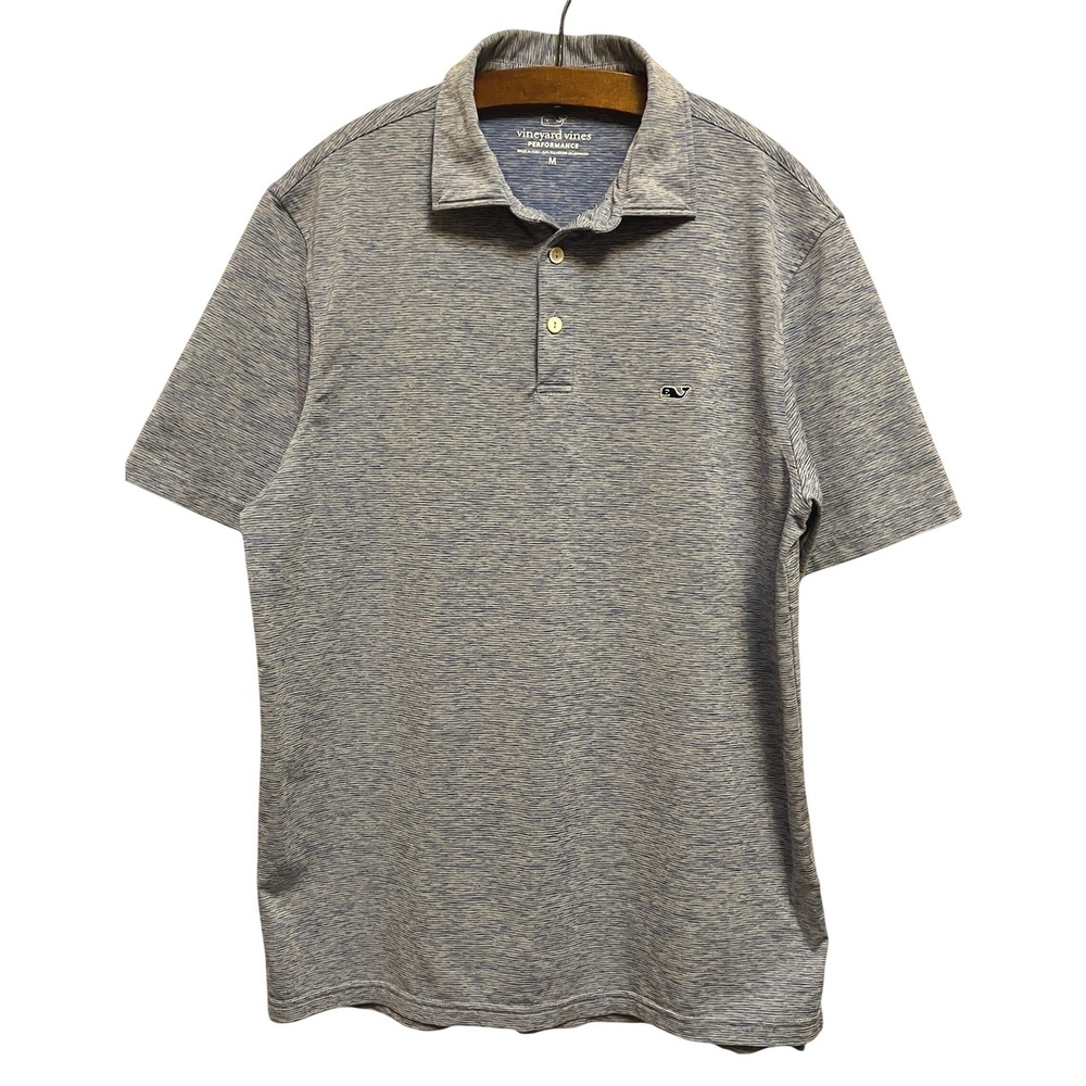 Vineyard Vines Performance Polo Shirt Heathered Blue Short Sleeve Mens Size M